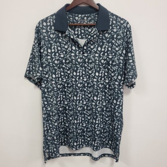 Bonobos Mens Slim Fit Printed Golf Polo Size L Green Floral Preppy Athletic - Picture 1 of 10